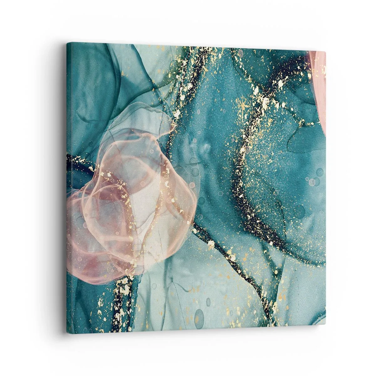Lærredstryk - Billede på lærred - Silkeblå, tyl lyserød - 30x30 cm