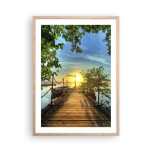 Plakat i ramme af lyst egetræ - Mod vest ved vandet - 50x70 cm