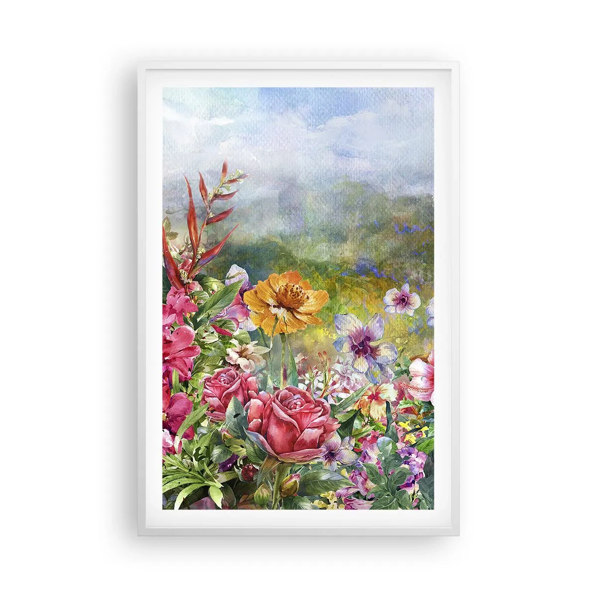 Plakat i hvid ramme - En have, der er gået amok - 61x91 cm