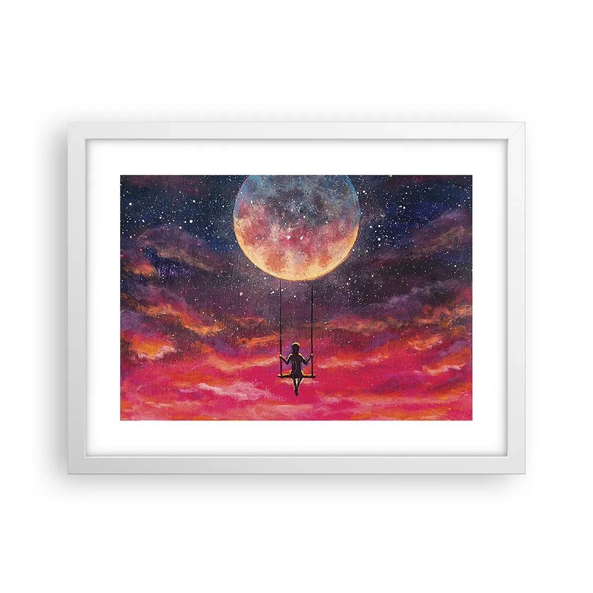 Plakat i hvid ramme - Glæd dig i skyerne - 40x30 cm