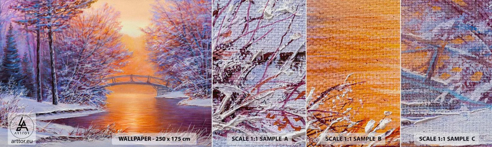 Prøve Fototapet Premium Canvas - Lad os mødes her - Landskab, Parkere, Bro - 100x30 cm