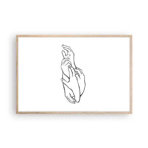 Plakat i ramme af lyst egetræ - God berøring - 91x61 cm