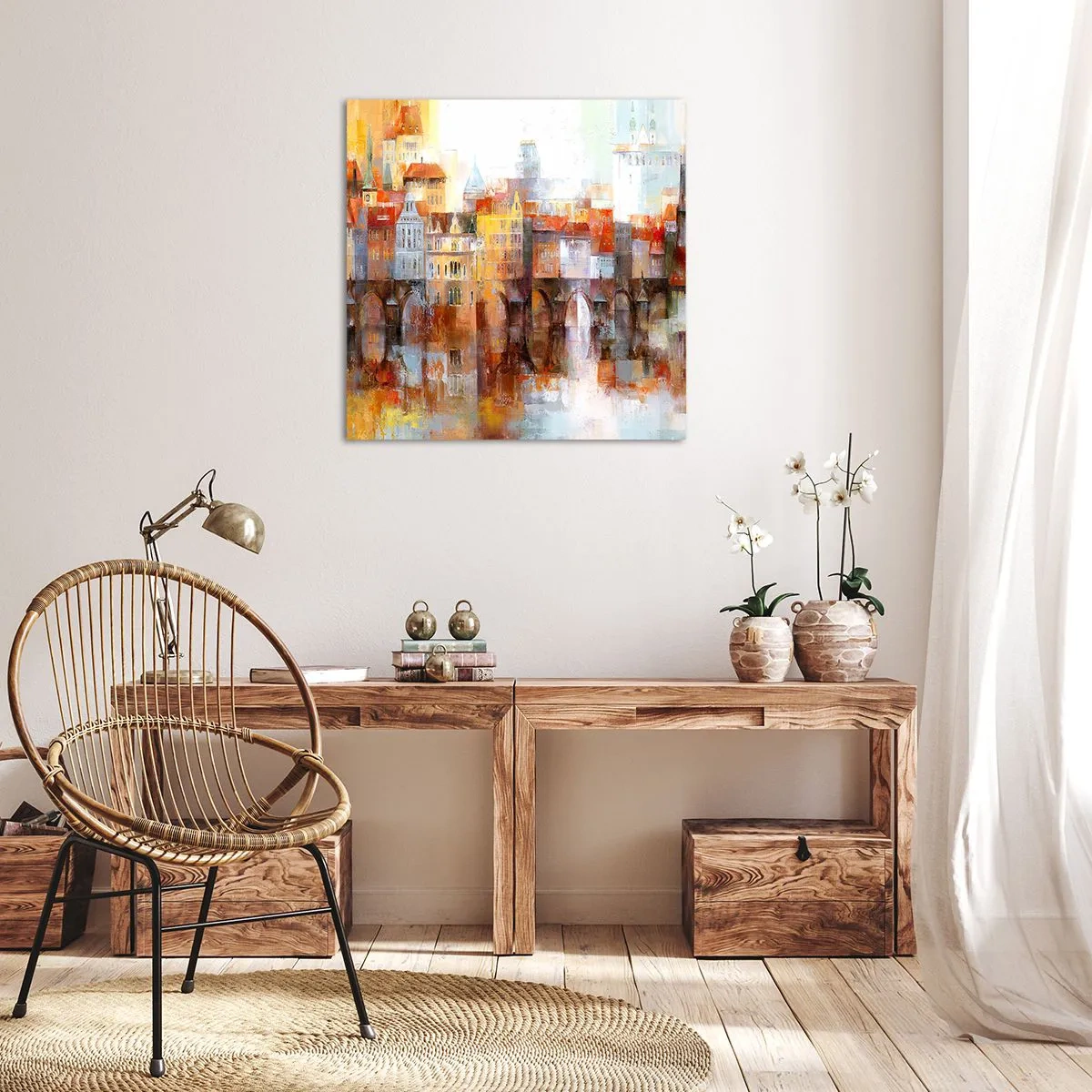 Lærredstryk - Billede på lærred - Under broen også smuk - 70x70 cm