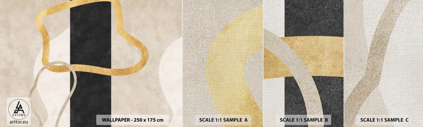 Prøve Fototapet Premium Canvas - Sløjfeformede former - Art Deco, Minimalisme, Abstraktionisme - 100x30 cm