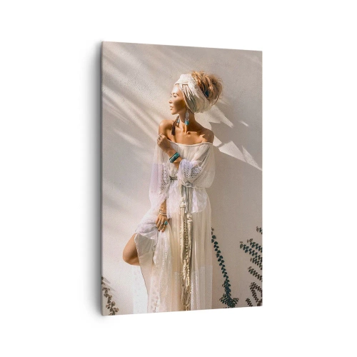 Lærredstryk - Billede på lærred - Solen og pigen - 80x120 cm