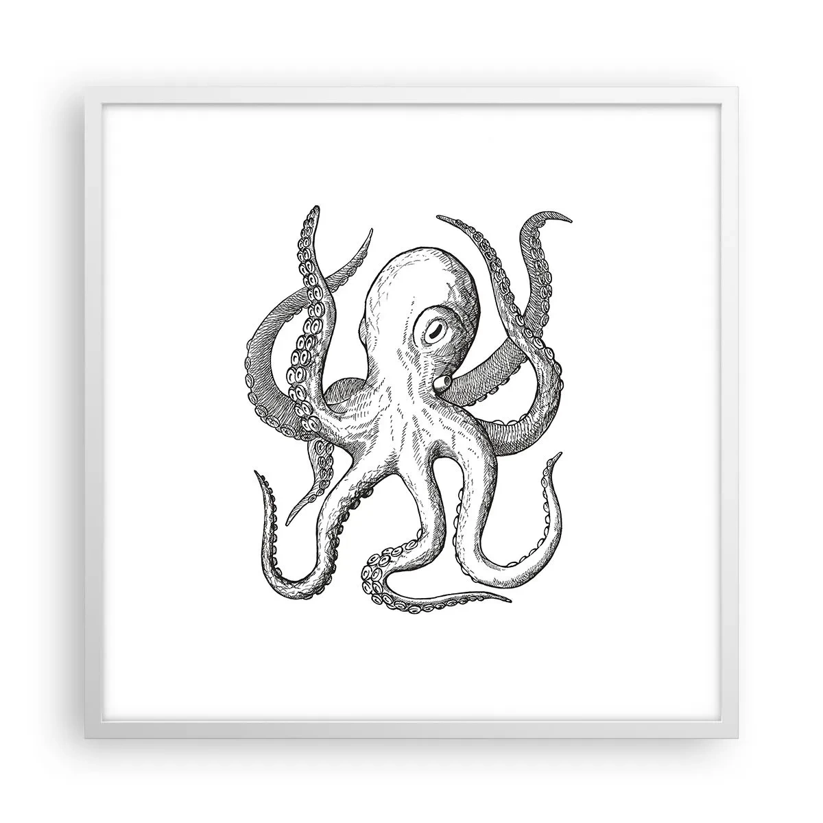 Plakat i hvid ramme - Dans med bølger - 60x60 cm