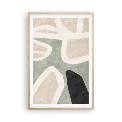 Plakat i ramme af lyst egetræ - Komposition med et sort tema - 61x91 cm