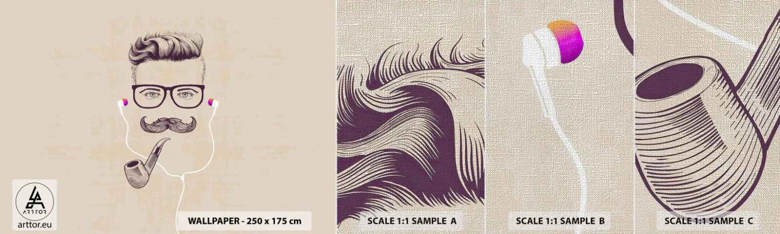 Prøve Fototapet Premium Canvas - En rigtig mand? - Mand, Abstraktion, Rør - 100x30 cm