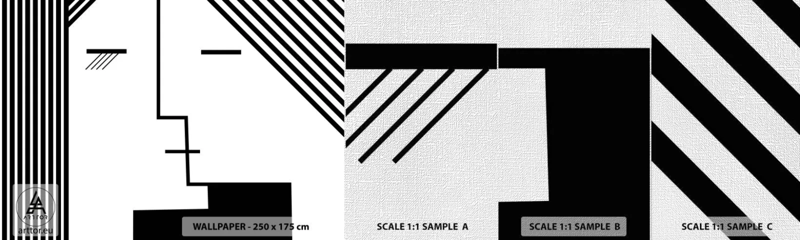 Prøve Fototapet Premium Canvas - Bare et kys - Moderne kunst, Sort og hvid, ansigt - 100x30 cm