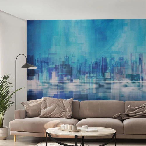 Fototapet Selvklæbende Deluxe Sticker - Sænket i blåt - Abstraktion, By, Arkitektur - 450x315 cm