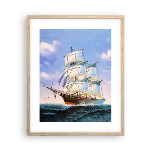 Plakat i ramme af lyst egetræ - Stolt med vinden - 40x50 cm