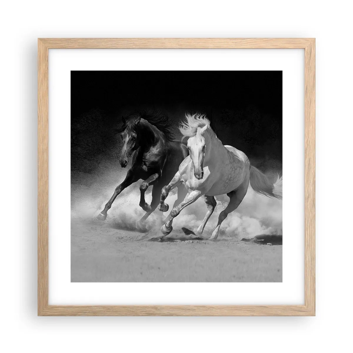 Plakat i ramme af lyst egetræ - Frihedens galop - 40x40 cm