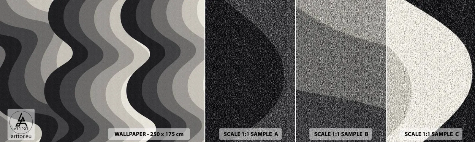 Fototapet Prøve Standard Eco - Bølge efter bølge - Linjer, Bølger, Abstraktion - 100x30 cm