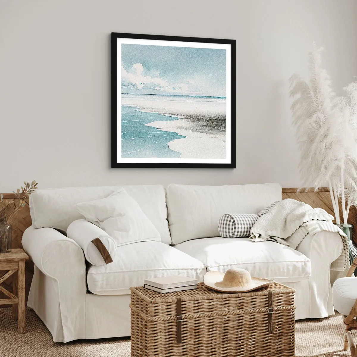 Plakat i sort ramme - Blidt tidevand - 60x60 cm