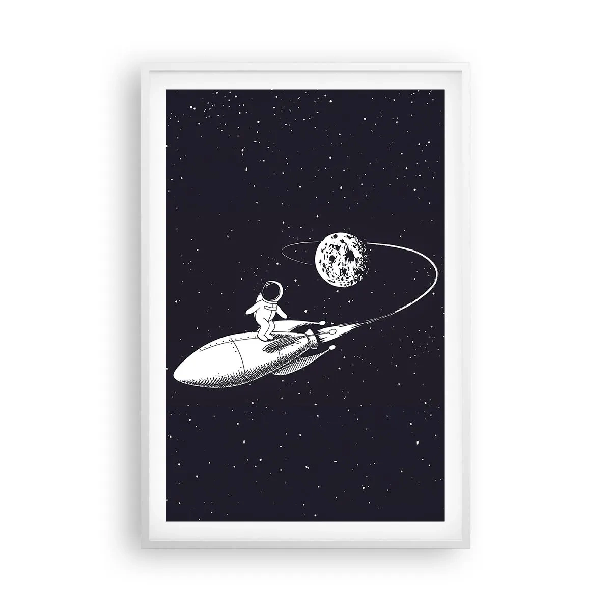 Plakat i hvid ramme - Space surfer - 61x91 cm