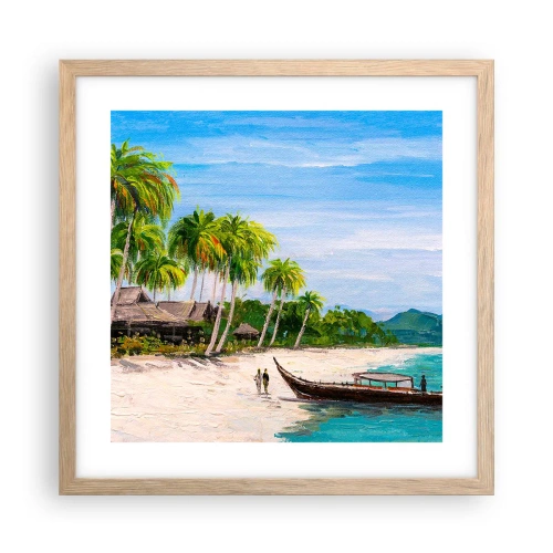 Plakat i ramme af lyst egetræ - En eksotisk drøm - 40x40 cm