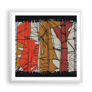 Plakat i hvid ramme - Spontan komposition - 60x60 cm