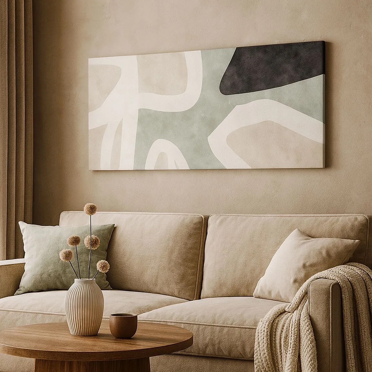 Lærredstryk - Billede på lærred - Komposition med et sort tema - 100x40 cm