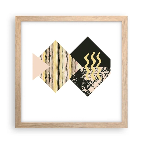 Plakat i ramme af lyst egetræ - Ikke så simpelt - 30x30 cm