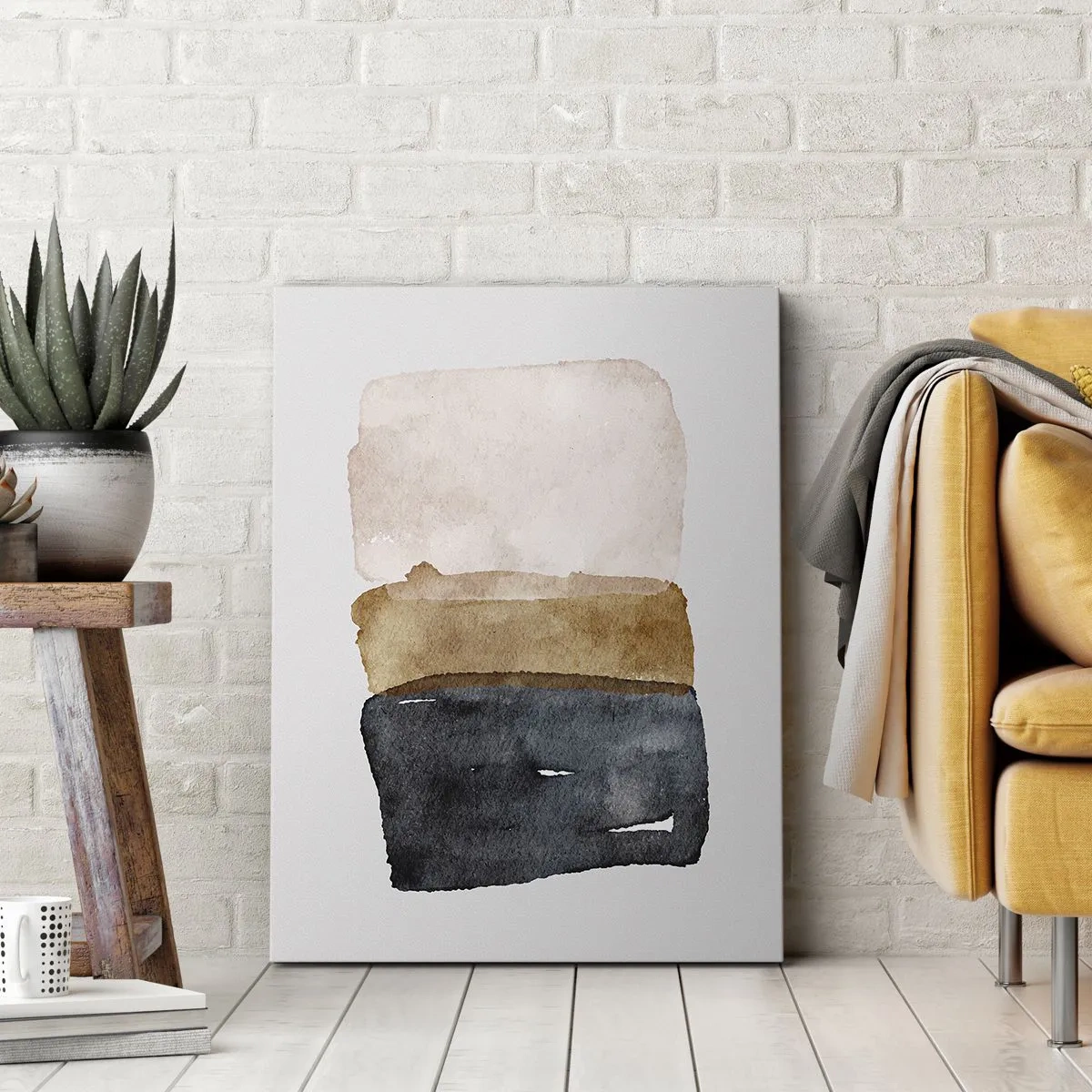Lærredstryk - Billede på lærred - Sammensætning af jordfarver - 65x120 cm