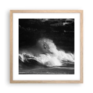 Plakat i ramme af lyst egetræ - Udfordring accepteret! - 40x40 cm