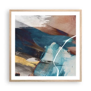 Plakat i ramme af lyst egetræ - Med flair og energi - 60x60 cm