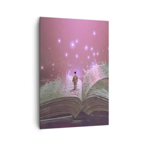 Lærredstryk - Billede på lærred - En invitation til en anden verden - læs den! - 70x100 cm