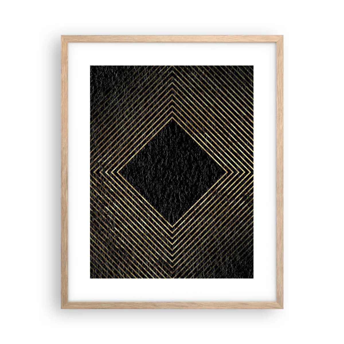 Plakat i ramme af lyst egetræ - Geometri i glamour-stil - 40x50 cm
