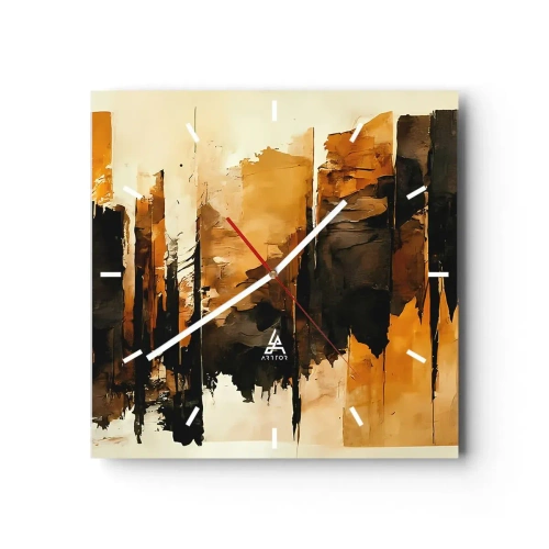 Vægur, Uret - Harmoni af sort og guld - 30x30 cm