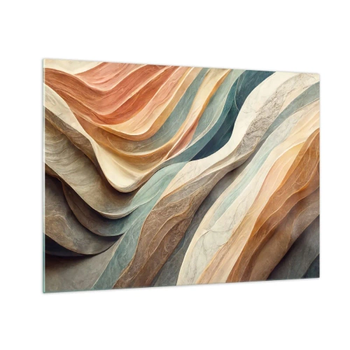 Billede på glas - Farverige lag, der ligner sten- og sandfolder - 70x50cm - Øjeblikke før forandring - Moderne vægdekoration til stue og soveværelse ARTTOR