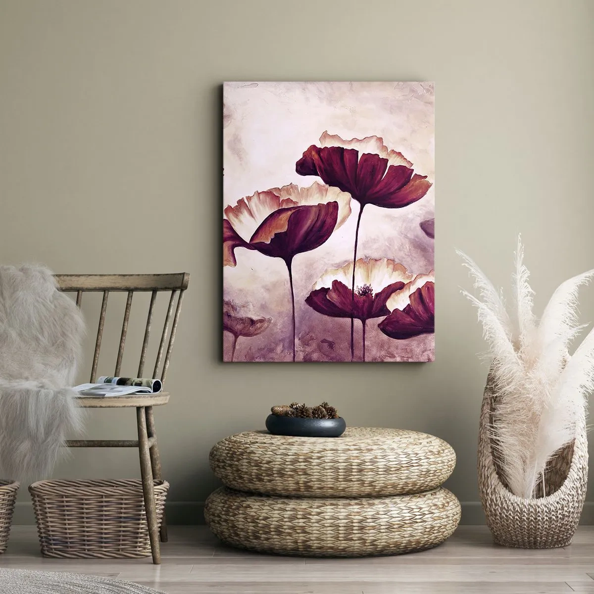 Lærredstryk - Billede på lærred - Rød og hvid flage - 55x100 cm