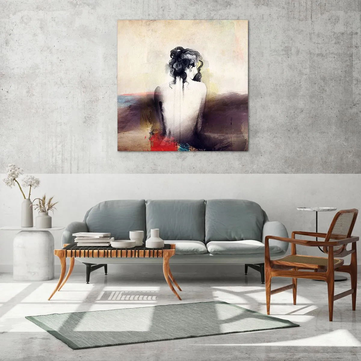 Billede på glas - Glatte linjer, ovale former - 70x70 cm
