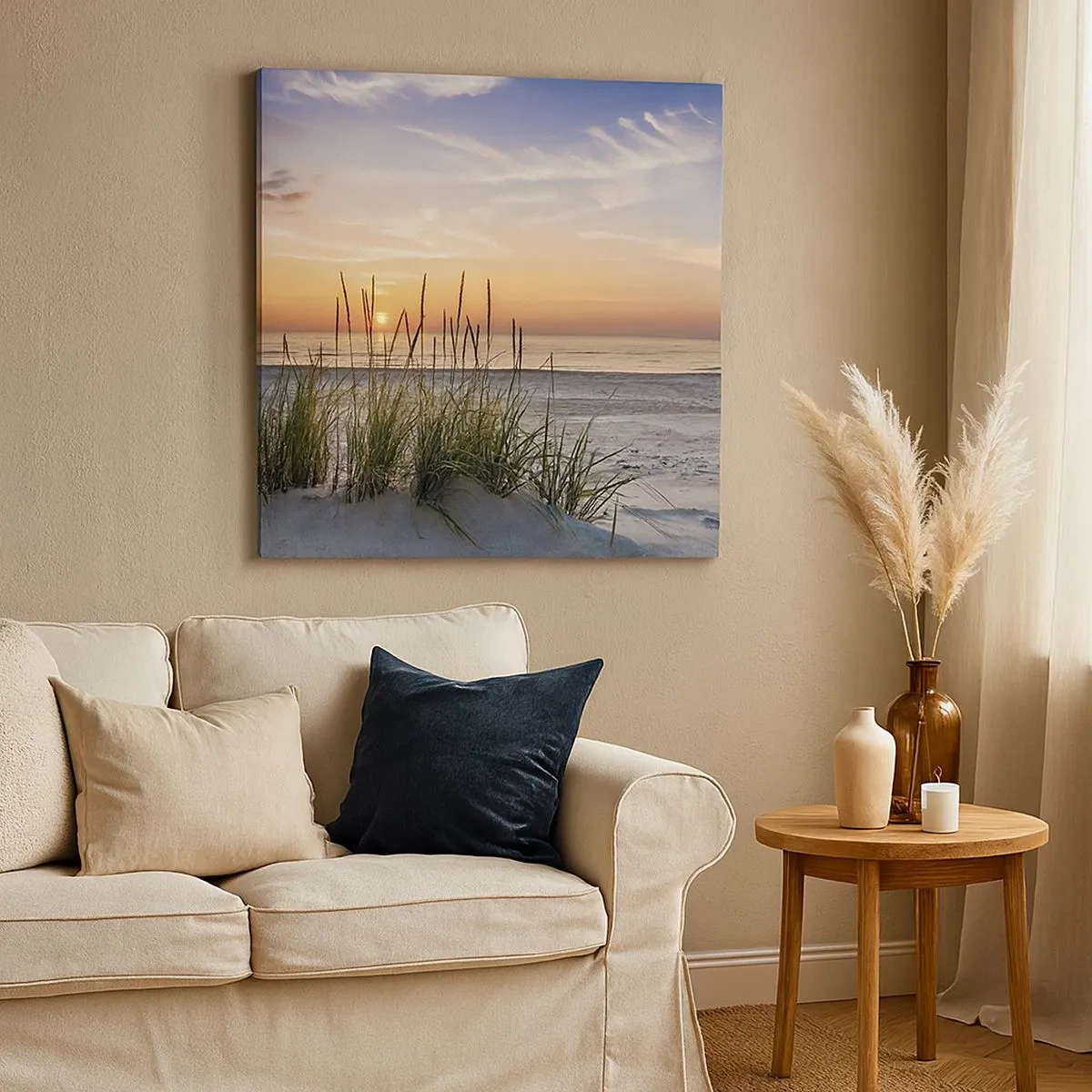 Lærredstryk - Billede på lærred - Se, tænk, føl - 30x30 cm