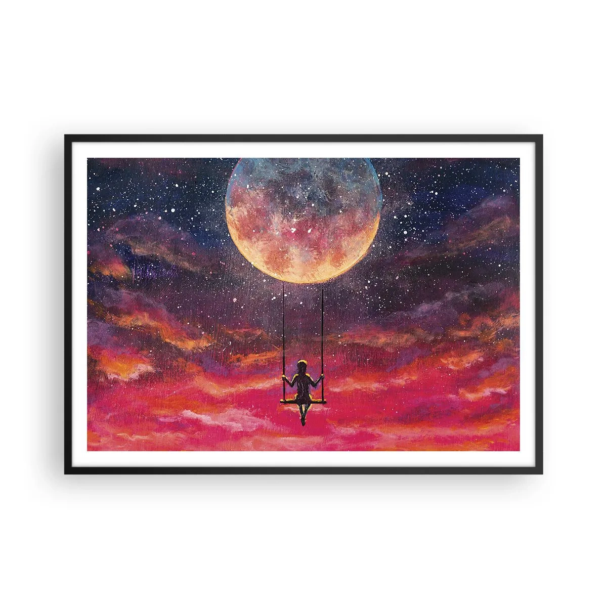 Plakat i sort ramme - Glæd dig i skyerne - 100x70 cm