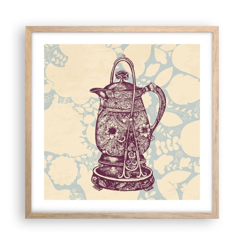 Plakat i ramme af lyst egetræ - Skønheden i hverdagslivet - 50x50 cm