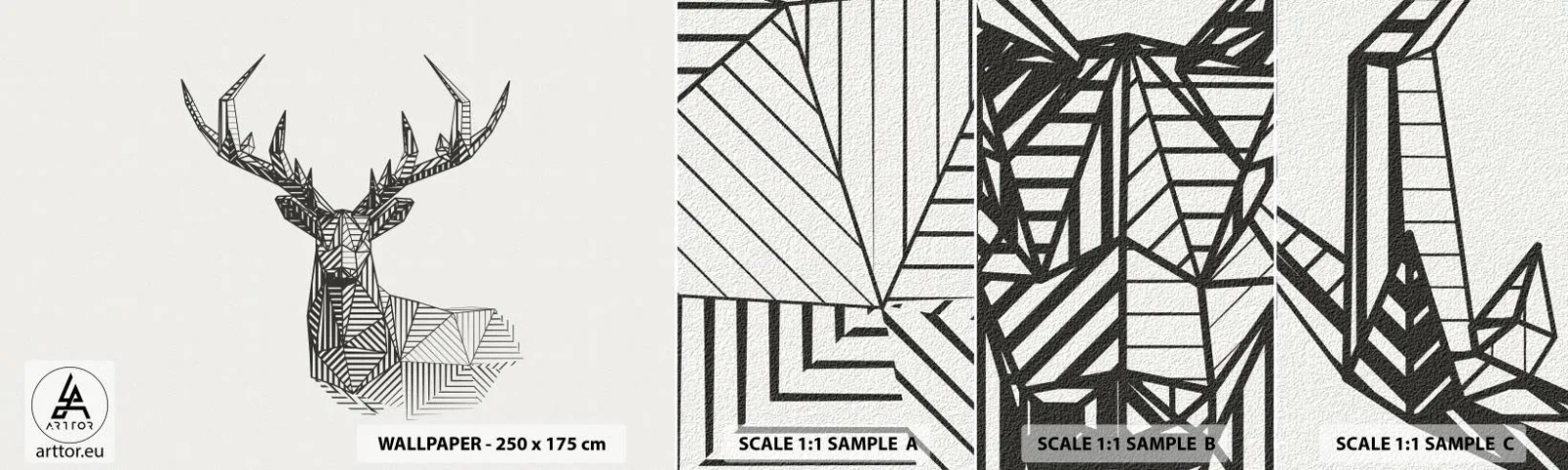 Fototapet Prøve Standard Eco - Hjorte i kubistisk stil - Abstraktion, Hjort, Dyr - 100x30 cm