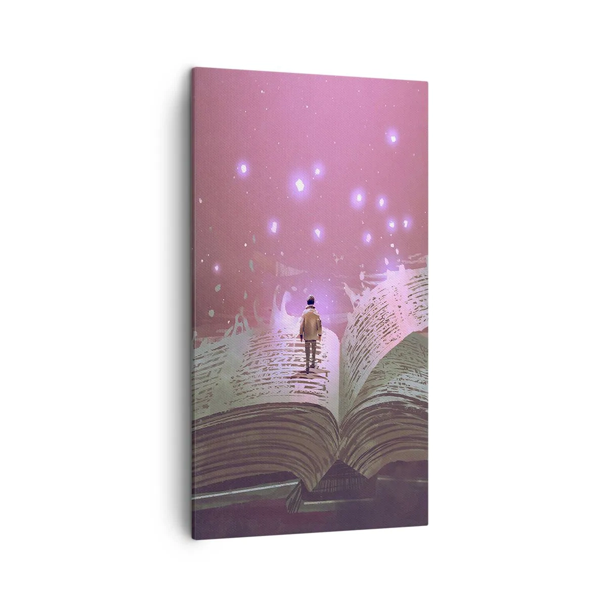 Lærredstryk - Billede på lærred - En invitation til en anden verden - læs den! - 45x80 cm