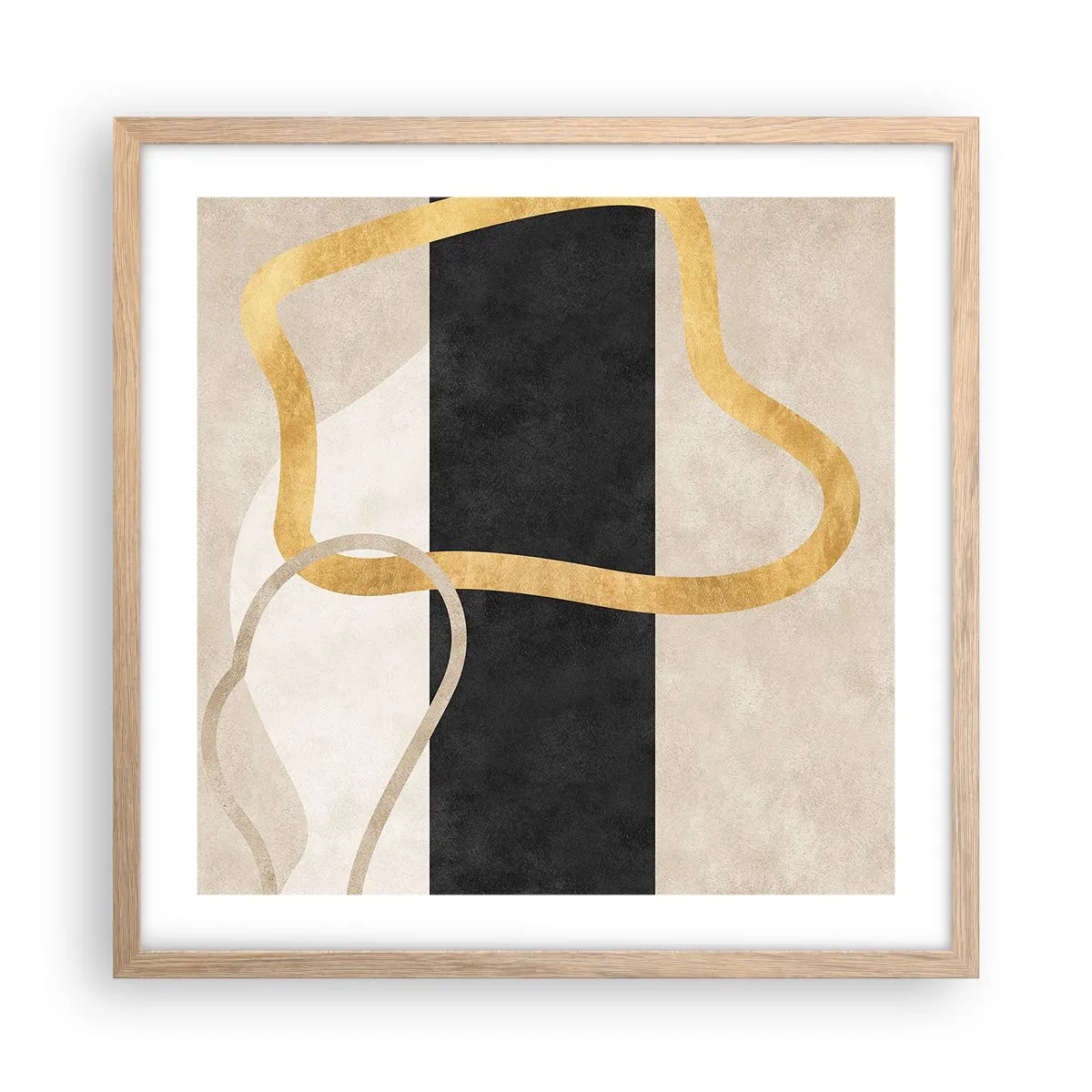 Plakat i ramme af lyst egetræ - Sløjfeformede former - 50x50 cm