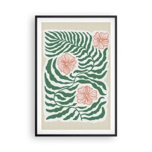Plakat i sort ramme - Blomstrede i grønt - 61x91 cm