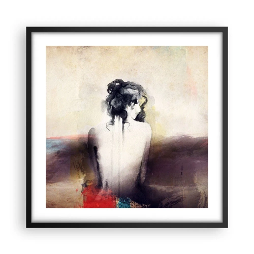 Plakat i sort ramme - Glatte linjer, ovale former - 50x50 cm