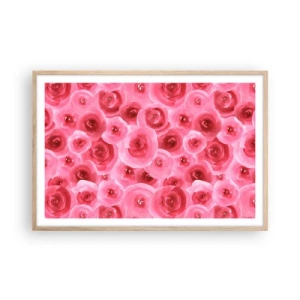 Plakat i ramme af lyst egetræ - Roser under og over - 91x61 cm