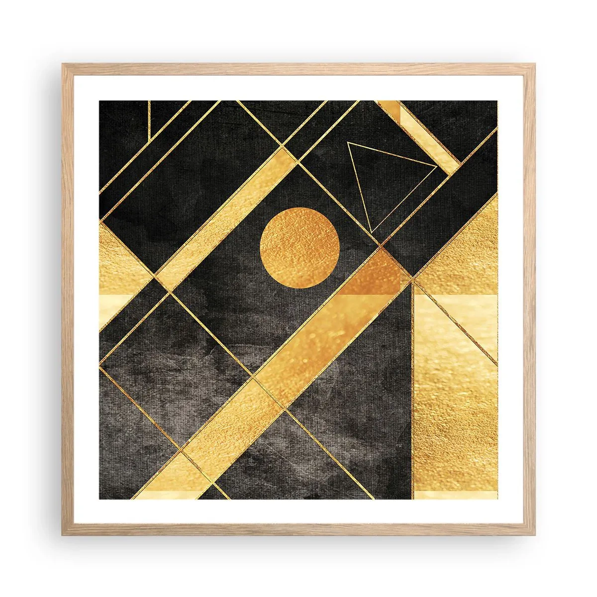 Plakat i ramme af lyst egetræ - Ørkenens sol - 60x60 cm