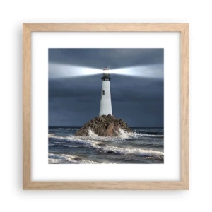 Plakat i ramme af lyst egetræ - Her...her...her! - 30x30 cm