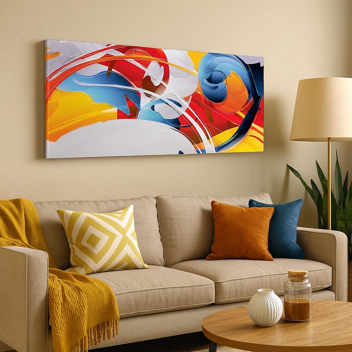 Lærredstryk - Billede på lærred - Elementernes dans - 30x30 cm