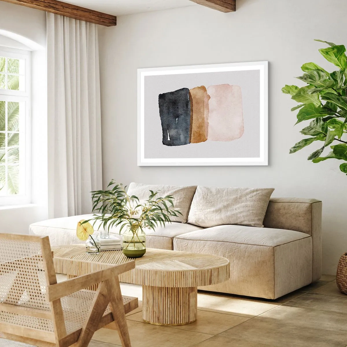 Plakat i hvid ramme - Sammensætning af jordfarver - 91x61 cm