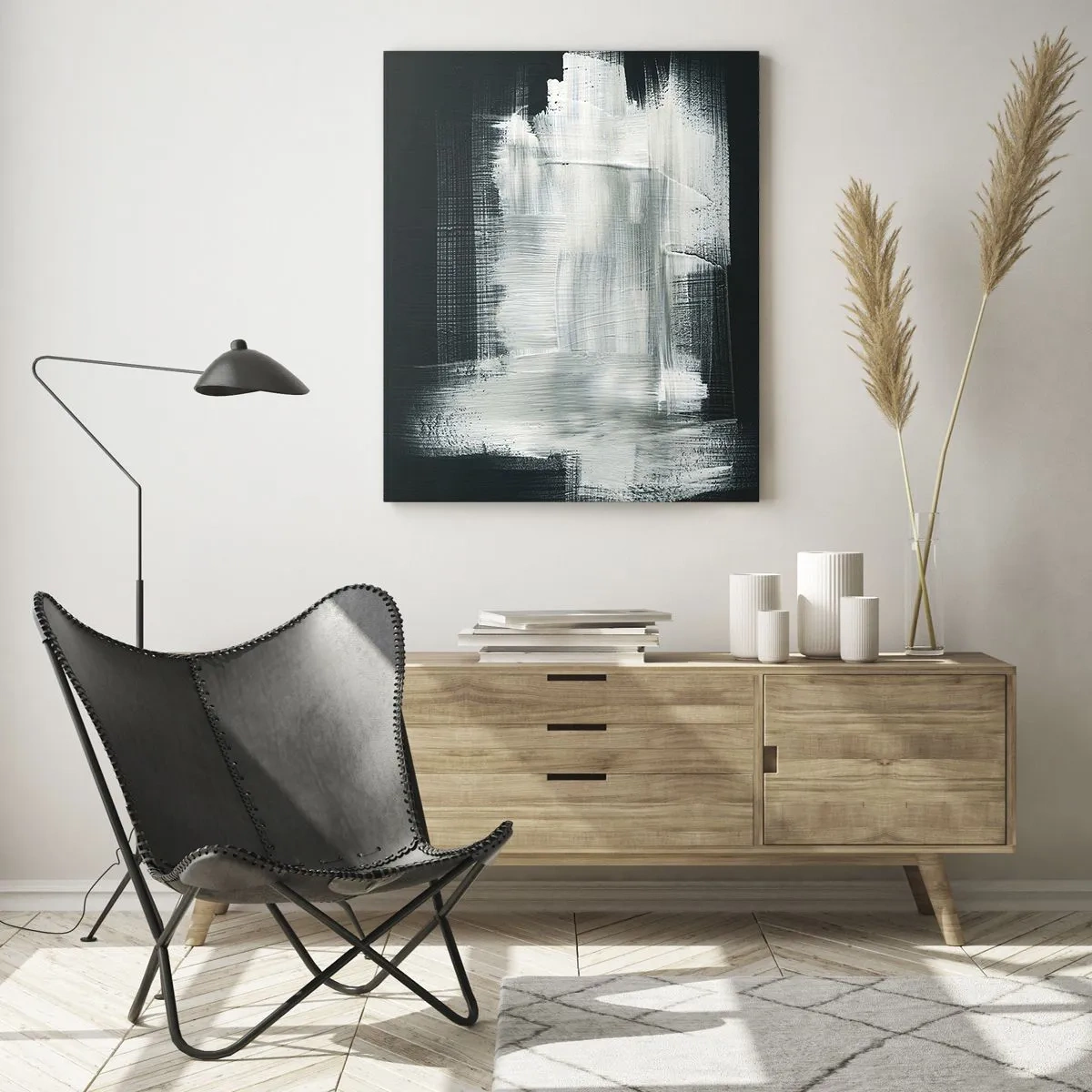 Billede på glas - Vævet af det lodrette og det vandrette - 80x120 cm