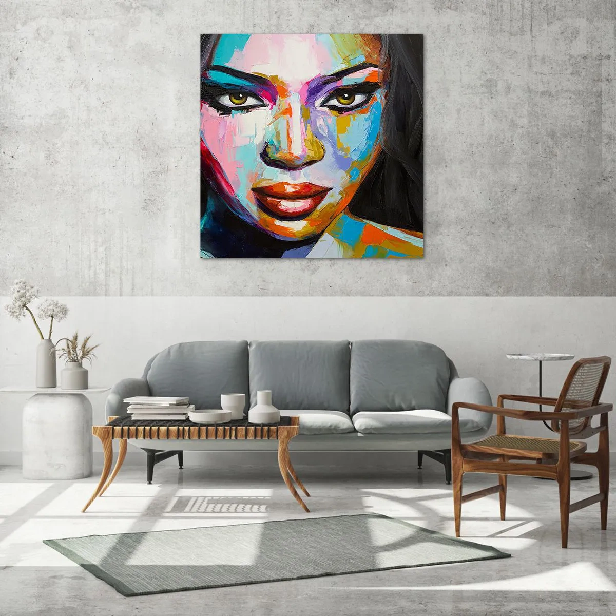 Billede på glas - Du kan ikke tage dine øjne fra - 60x60 cm