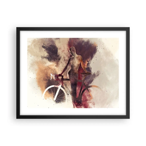 Plakat i sort ramme - I marmor former den cyklende sjæl - 50x40 cm