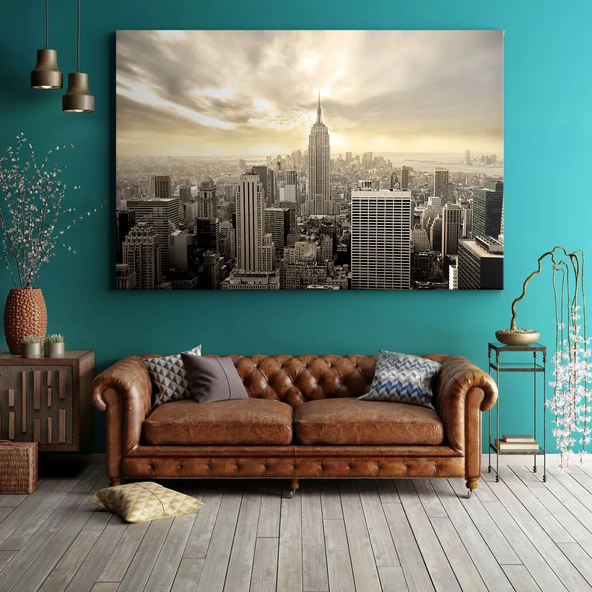 Lærredstryk - Billede på lærred - New York vævet af grå - 120x80 cm