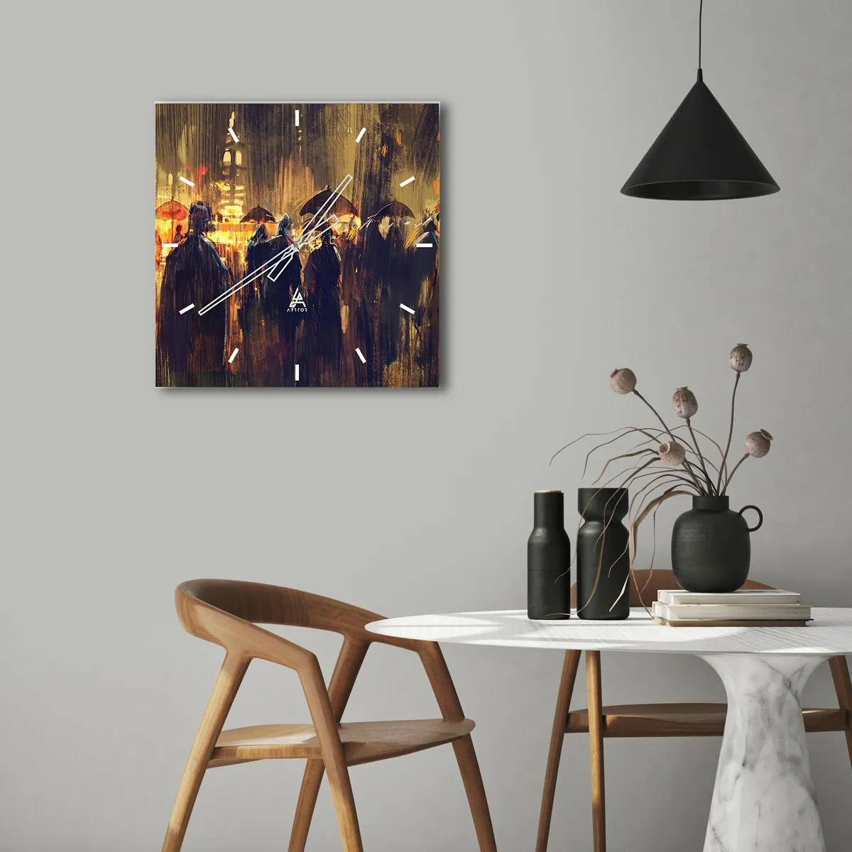 Vægur, Uret - Tilhængere af regnen - 30x30 cm